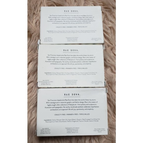 NIB RAE DUNN " HAPPY HOLIDAYS" SCENTED HAND & BODY SOAP - SET OF 3 - Picture 3 of 3